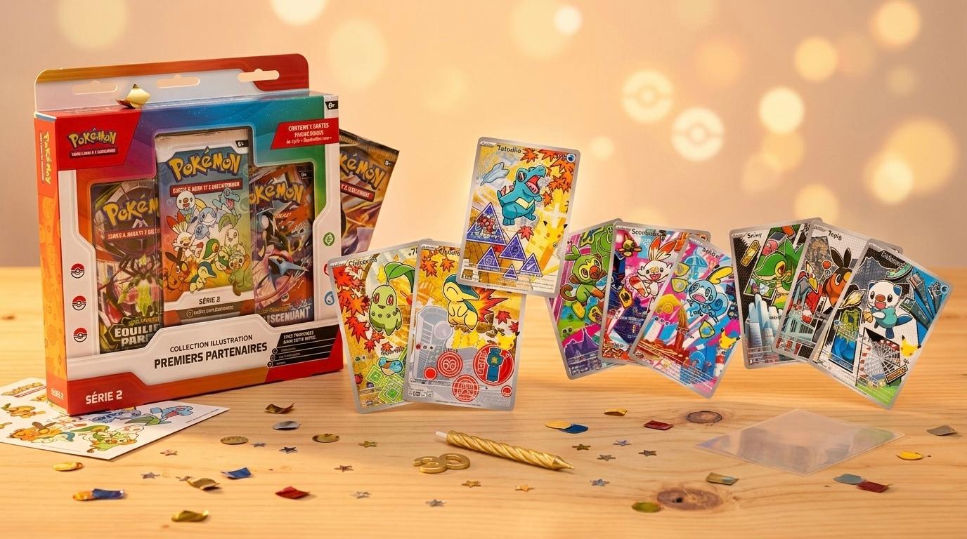 Collection Illustration Premiers Partenaires Série 2 Pokémon TCG, coffrets Johto, Unys et Galar avec cartes promos Illustration Rare