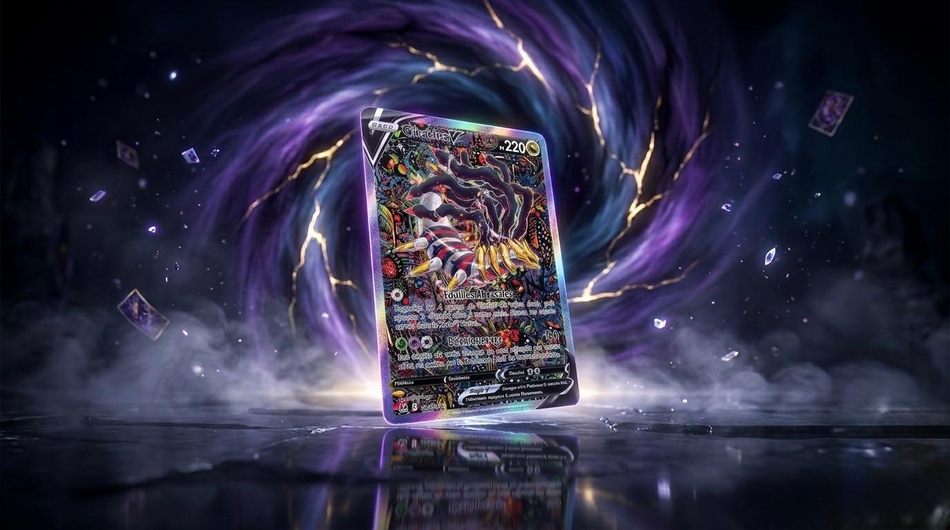 Carte Giratina V Illustration Rare (Alt Art) de l'extension Origine Perdue, pièce phare du TCG Pokémon moderne